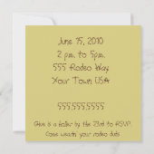 Invitation pour un thème d'anniversaire de cow-boy (Dos)