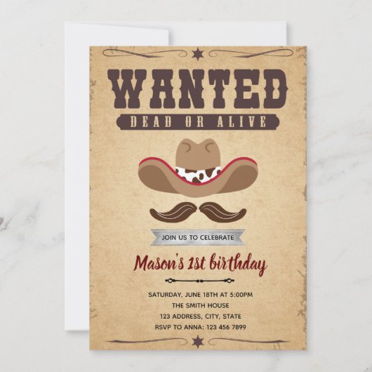 Invitation pour un thème d'anniversaire de rodéo r (Devant)