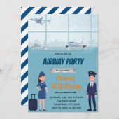 Invitation pour un thème d'avion d'anniversaire Ai (Devant / Derrière)
