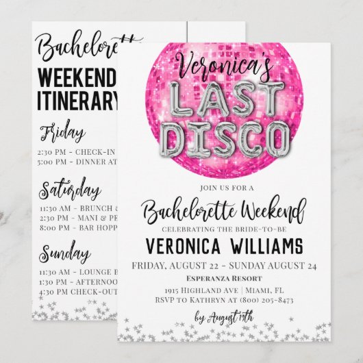 Invitation pour un week-end de célibataire en disc (Devant / Derrière)