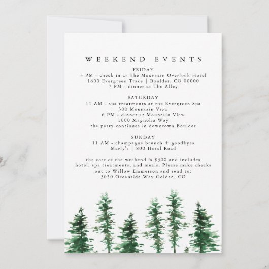 Invitation pour un week-end de célibataire en mont (Dos)