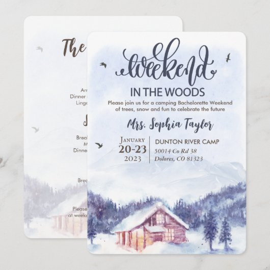Invitation pour un week-end en forêt en hiver (Devant / Derrière)