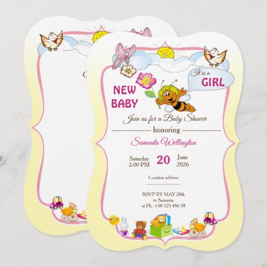 invitation pour une baby shower (Devant / Derrière)