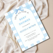 Invitation pour une Baby Shower à motif Gingham Bl