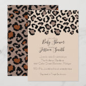 Invitation pour une Baby Shower à motif guépard (Devant / Derrière)