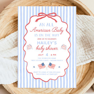 Invitation pour une baby shower américaine du 4 ju