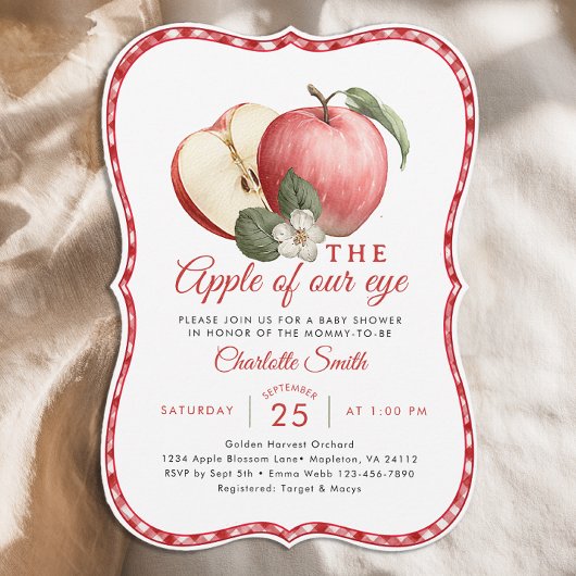 Invitation pour une Baby Shower "Apple of Our Eye"