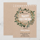 Invitation pour une baby shower au eucalyptus (Devant / Derrière)