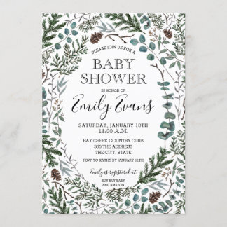 Invitation pour une Baby Shower au Pin et à l'Euca