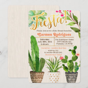 Invitation pour une Baby Shower au thème de Cactus