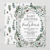 Invitation pour une Baby Shower au thème Pin et Eu (Devant / Derrière)