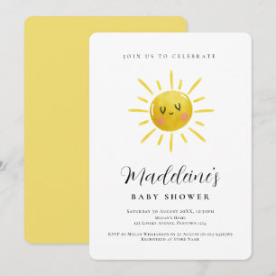 Invitation pour une baby shower au thème soleil ne