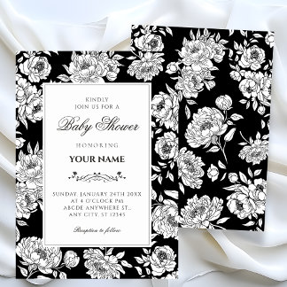 Invitation pour une baby shower aux roses noires