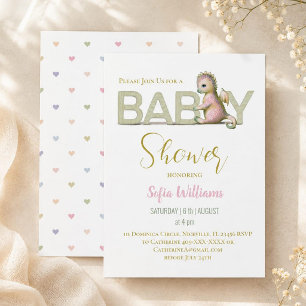 Invitation pour une baby shower avec un joli drago