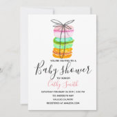 Invitation pour une baby shower avec un joli macar (Devant)