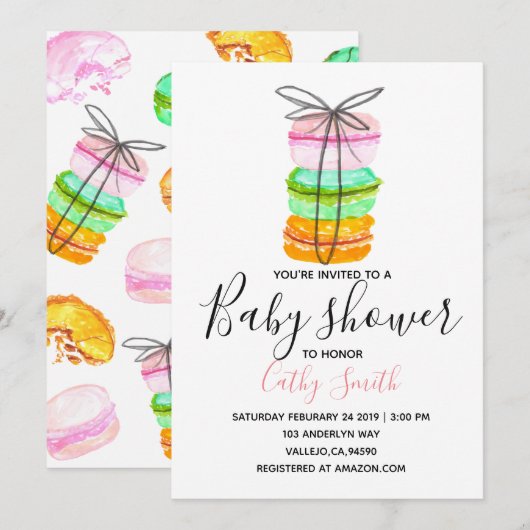 Invitation pour une baby shower avec un mignon mac (Devant / Derrière)