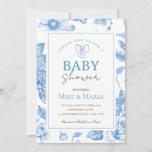 Invitation pour une baby shower avec un nœud flora