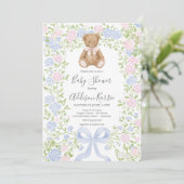 Invitation pour une baby shower avec un ours en pe (Debout devant)