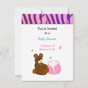 Invitation pour une baby shower avec un ours en pe