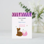 Invitation pour une baby shower avec un ours en pe (Debout devant)