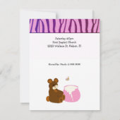 Invitation pour une baby shower avec un ours en pe (Dos)