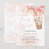 Invitation pour une Baby Shower avec un ours en pe (Devant / Derrière)