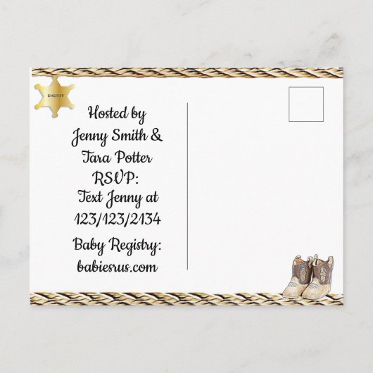 Invitation pour une Baby Shower avec un ours en pe (Dos)