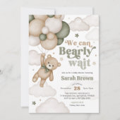 Invitation pour une Baby Shower avec un Ours Vert (Devant)