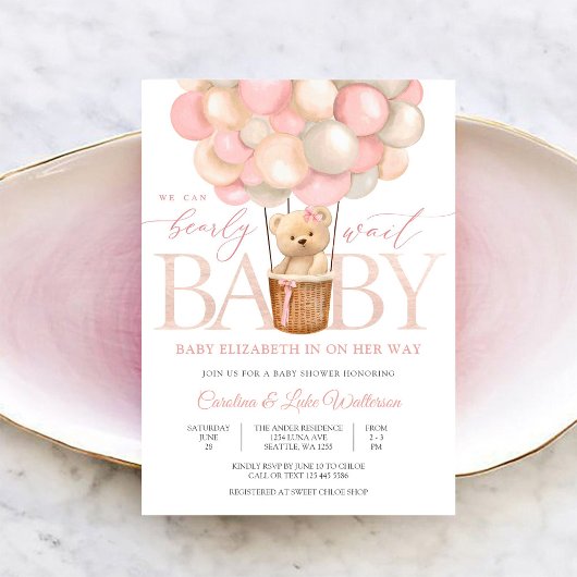 Invitation pour une Baby Shower Balloon Baby Bear