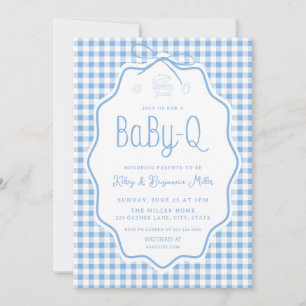 Invitation pour une Baby Shower Barbecue à carreau
