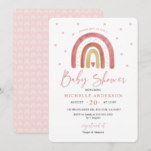 Invitation pour une baby shower Bohème arc-en-ciel