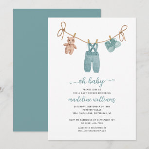 Invitation pour une Baby Shower BOHO Baby Clothes 