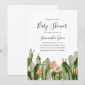 Invitation pour une Baby Shower Cactus (Devant / Derrière)