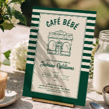 Invitation pour une Baby Shower « CAFÉ BÉBÉ GREEN