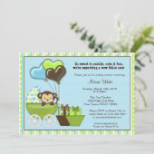 Invitation pour une Baby Shower Carrosse de Singe (Debout devant)