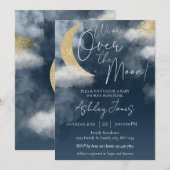 Invitation pour une Baby Shower Dans la Lune (Devant / Derrière)