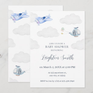 Invitation pour une baby shower d'avion