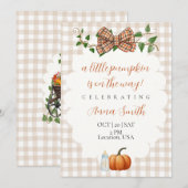 Invitation pour une Baby Shower de Bébé Citrouille (Devant / Derrière)