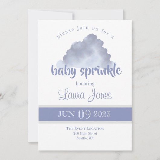 Invitation pour une baby shower de bébé nuage neut (Devant)