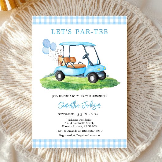 Invitation pour une Baby Shower de golf Let's Par-