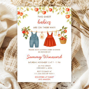 Invitation pour une Baby Shower de jumeaux Automne