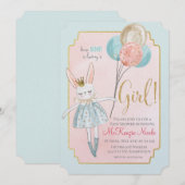 Invitation pour une Baby Shower de Lapin Mignon (Devant / Derrière)