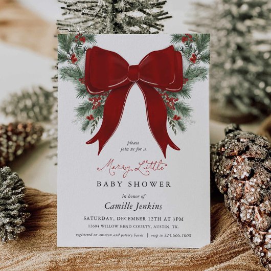 Invitation pour une Baby Shower de Noël Joyeuse