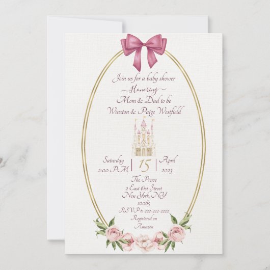Invitation pour une baby shower de princesse simpl (Devant)