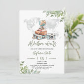Invitation pour une baby shower de voyage aventure (Debout devant)