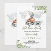 Invitation pour une baby shower de voyage aventure (Devant / Derrière)