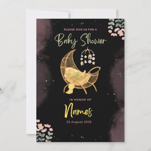 Invitation pour une Baby Shower Douce Rêve - #Crib (Devant)