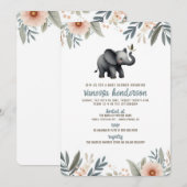 Invitation pour une Baby Shower Éléphant (Devant / Derrière)