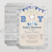 Invitation pour une baby shower éléphant (Devant / Derrière)