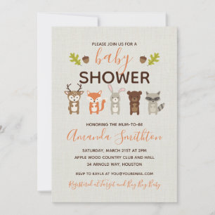 Invitation pour une Baby Shower en Forêt